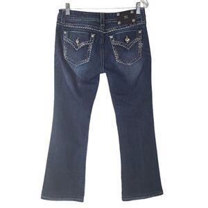 Miss Me Women's Size 28 Easy Boot Cut Jeans Dark Wash rhinestone embellished